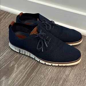 Cole Haan Navy Knit Oxfords